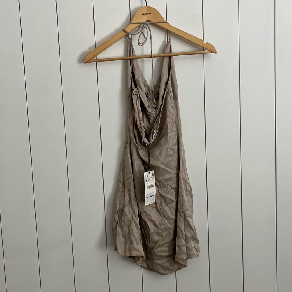 Zara Ruched Satin Halter Mini Dress - Picture 3 of 3